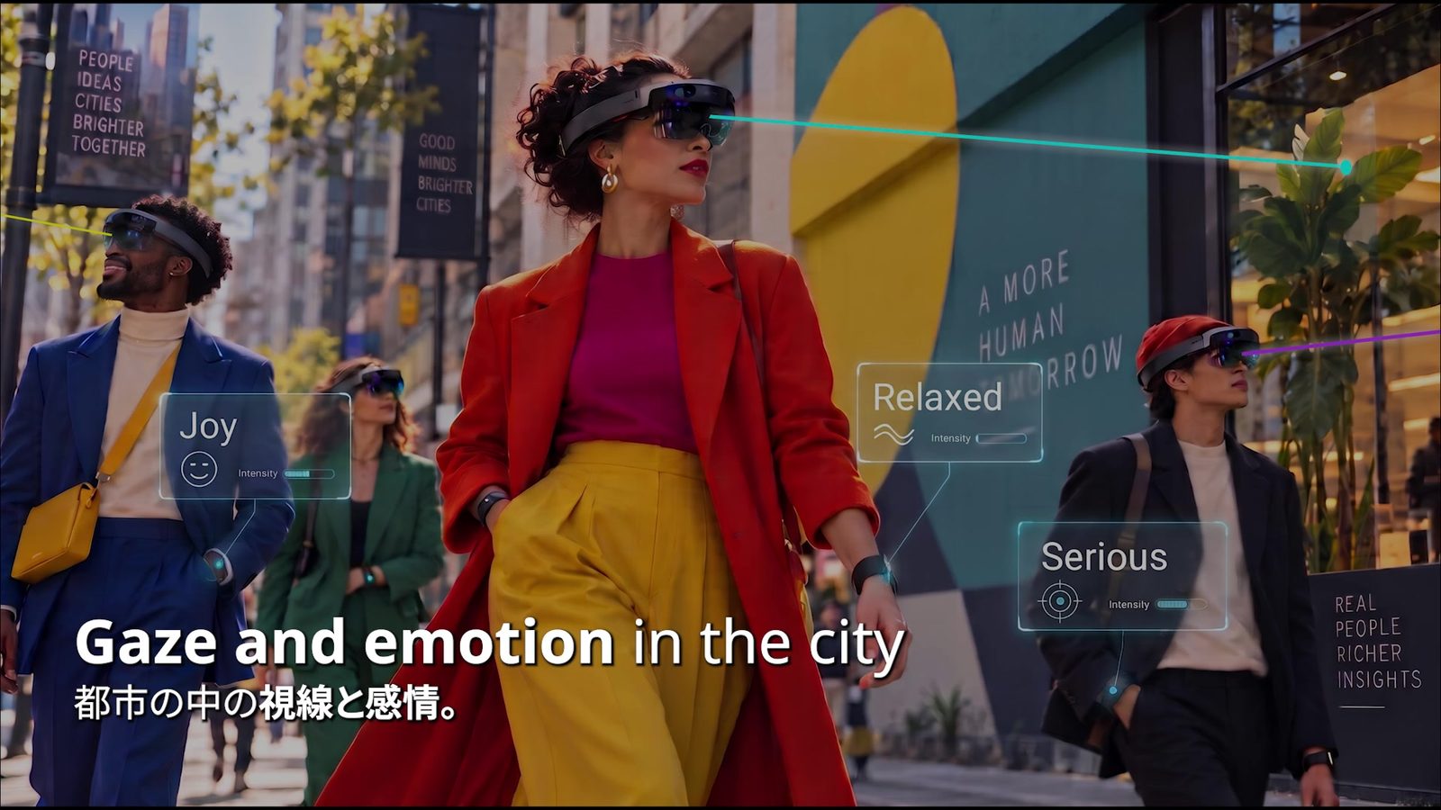 Gaze and emotion data replayed in a 3D city